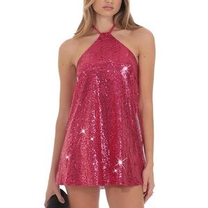 Pink Sequin Mini Dress